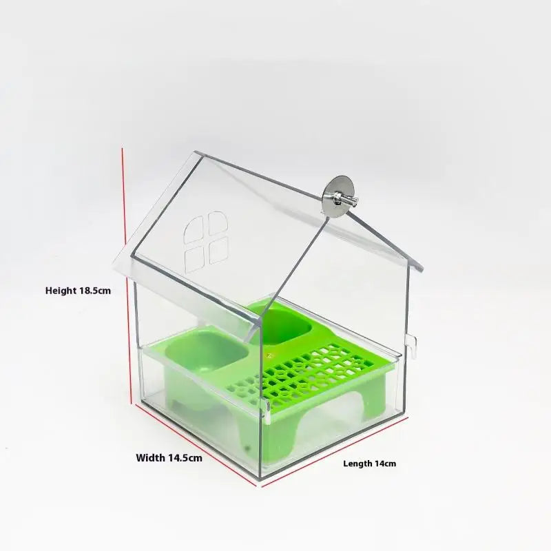 〔W〕Hanging Parrot Feeder Prevent Scattering Bird Feeding Bowl Multifunction Bird Bath Parakeets Bathtub Bird Cage Accessories