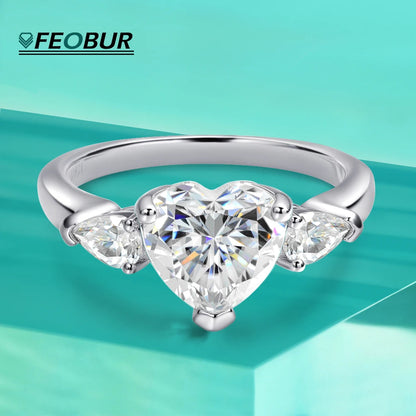 1-4Carat Heart Shape Moissanite Ring for Women Certified S925 Sterling Silver Heart Diamond Engagement Wedding Band Jewelry Gift