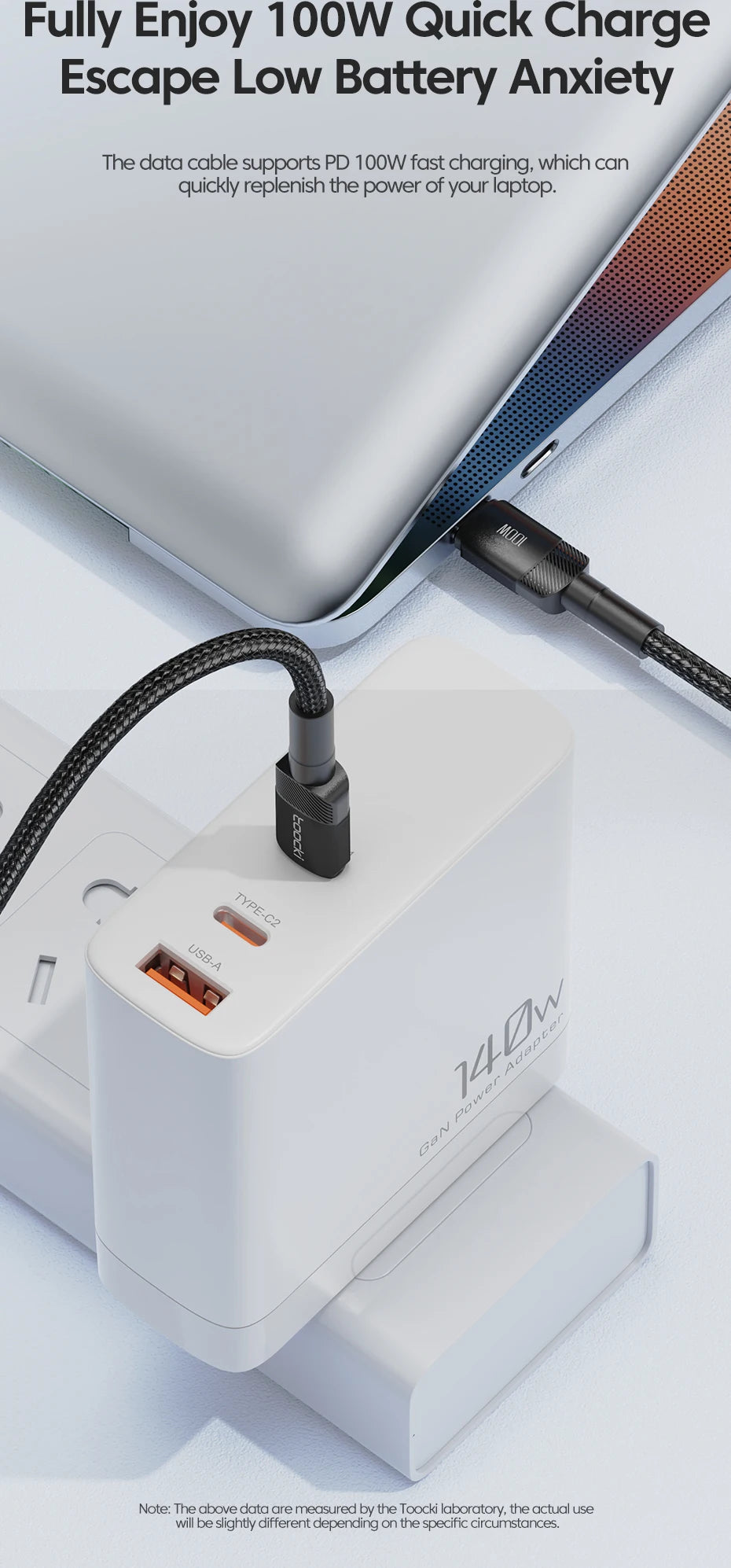 Cable Toocki de 100 W tipo C a USB C PD 3.0 de carga rápida 4.0 de tipo C a tipo C para iPhone 15, MacBook, Samsung y Xiaomi