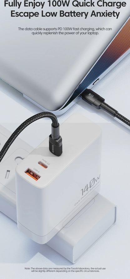 Cable Toocki de 100 W tipo C a USB C PD 3.0 de carga rápida 4.0 de tipo C a tipo C para iPhone 15, MacBook, Samsung y Xiaomi
