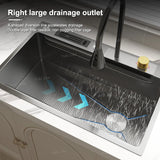 Waterfall Sink Kitchen Stainless Steel Topmount Sink Embossed Large Single Slot Wash Basin With Multifunction Tank Low Price