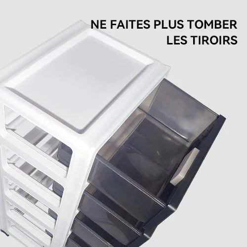 Plastic Storage Tower, Black, 5 Large Drawers with Casters