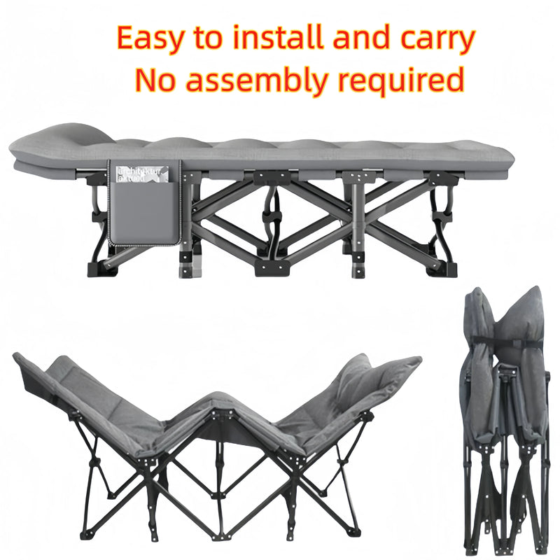 Cama plegable portátil para acampar con almohada - Cama militar resistente de 190 x 67 x 48 cm, tumbona ligera para acampar en el jardín