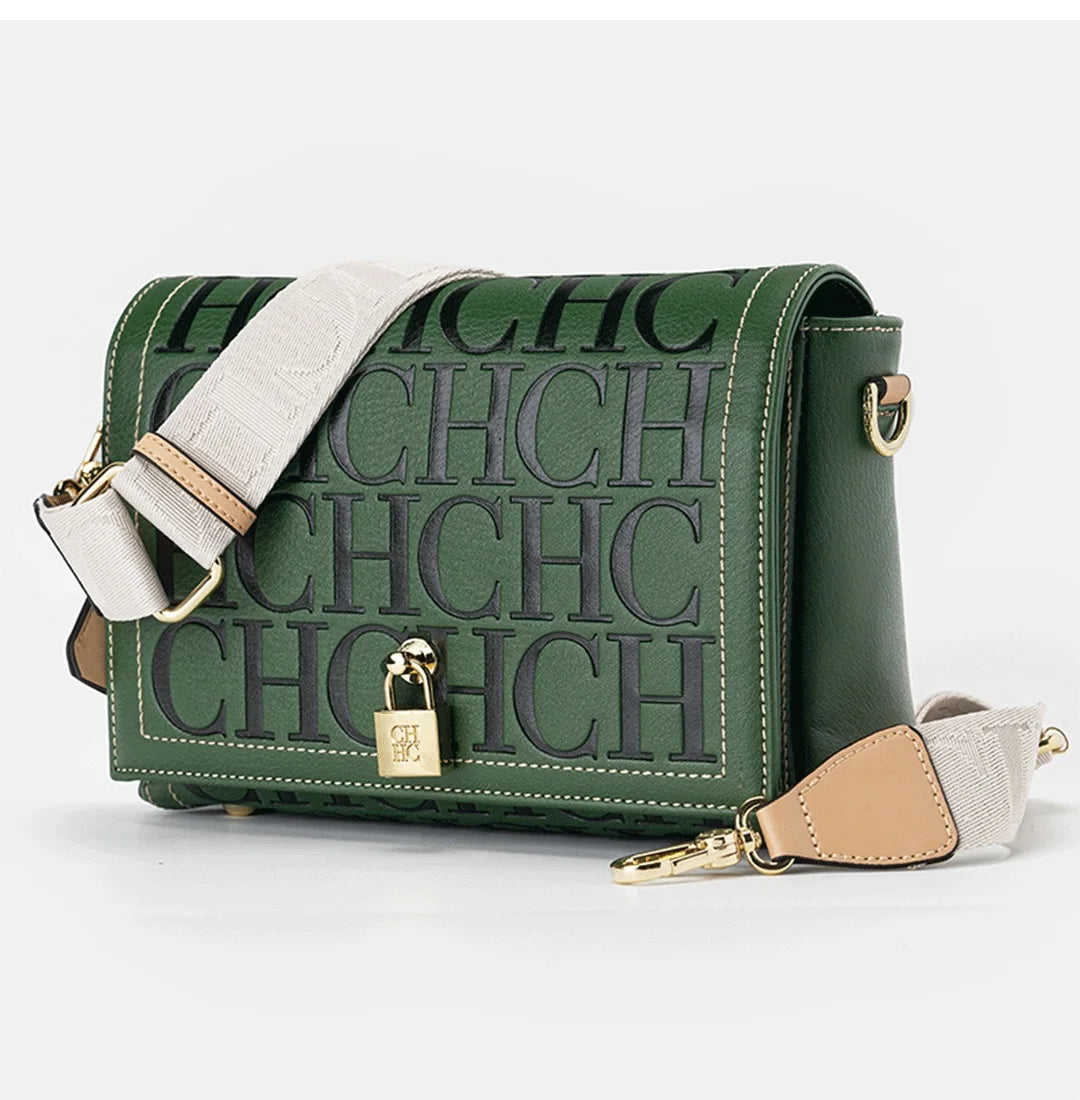 CH Autumn and Winter Solid Color Crossbody Bag Letter Printing High Quality Women's Fashion Elegance 2025 Classic Women's Bag