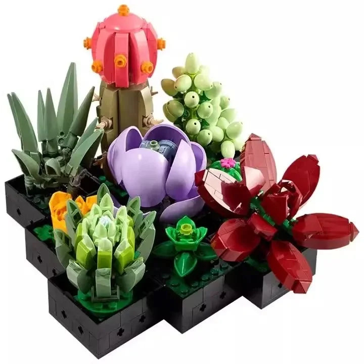Creative 8 bouquets of eternal flowers, roses, orchids, succulents, building blocks, bonsai toys, gifts for girls and children
