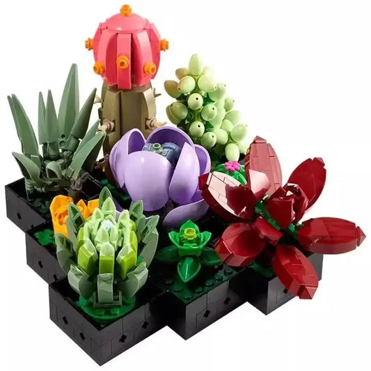 Creative 8 bouquets of eternal flowers, roses, orchids, succulents, building blocks, bonsai toys, gifts for girls and children