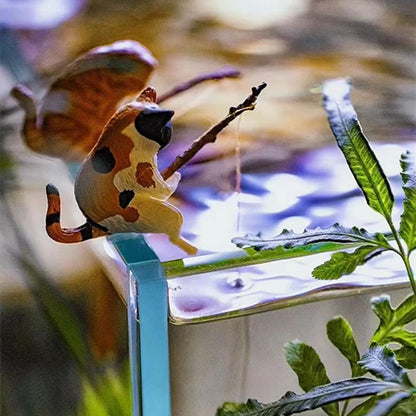 Fishing Cat Ornaments Fish Tank Landscaping Aquarium Decoration Mini Cat Statue Fish Tank Accessories Household Supplies