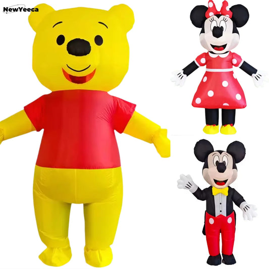 Disney Mickey Minnie Mouse Inflatable Costume Cosplay Anime Blue Lilo & Stitch Role Play Blow Up Deluxe Halloween Carnival Prop