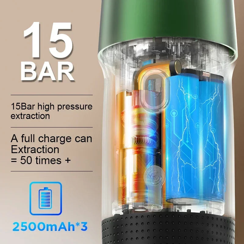 Electric Portable Coffee Machine Portable Italian Espresso Machine for Car & Home 3-in-1 Capsule Powder Travel Coffee Maker