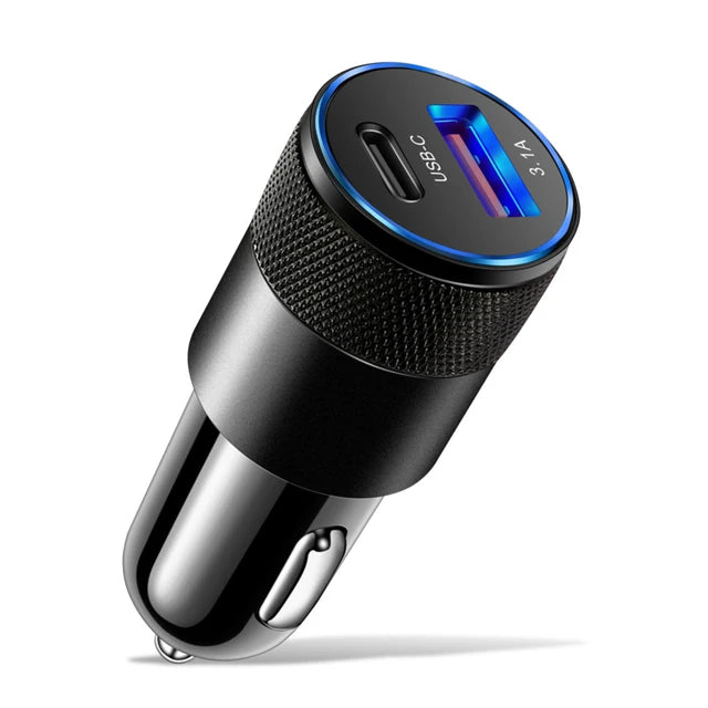 Cargador de coche mini USB-C PD 3.1A, adaptador de carga rápida para iPhone, Xiaomi y Samsung, toma de encendedor de cigarrillos. 