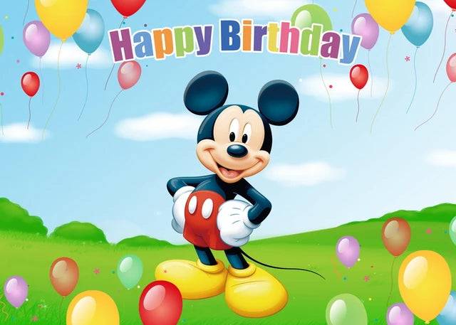 Disney Cartoon Theme Photography Background, Mickey, Minnie Mouse, Baby Shower, Happy Birthday, Gender Reveal, Banner for Children, 1Set 