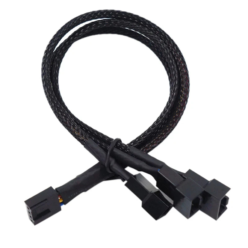4-pin 1 to 3 Way PWM Fan Splitter Cable, Cooled 1 to 3 Way Tap Sleeve Extension Braided Cable Extension Cable 4-pin