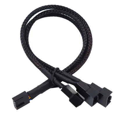 4-pin 1 to 3 Way PWM Fan Splitter Cable, Cooled 1 to 3 Way Tap Sleeve Extension Braided Cable Extension Cable 4-pin