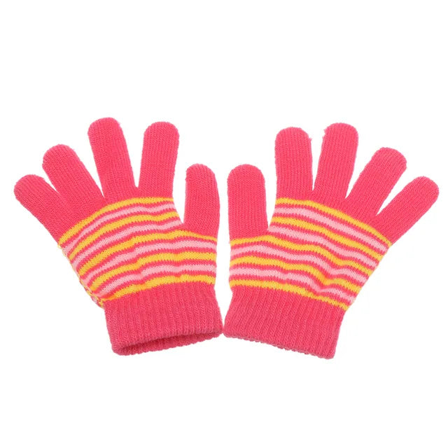 Luvas infantis de malha de coelho para 3-10 anos, 1 par, luva quente de lã macia para crianças