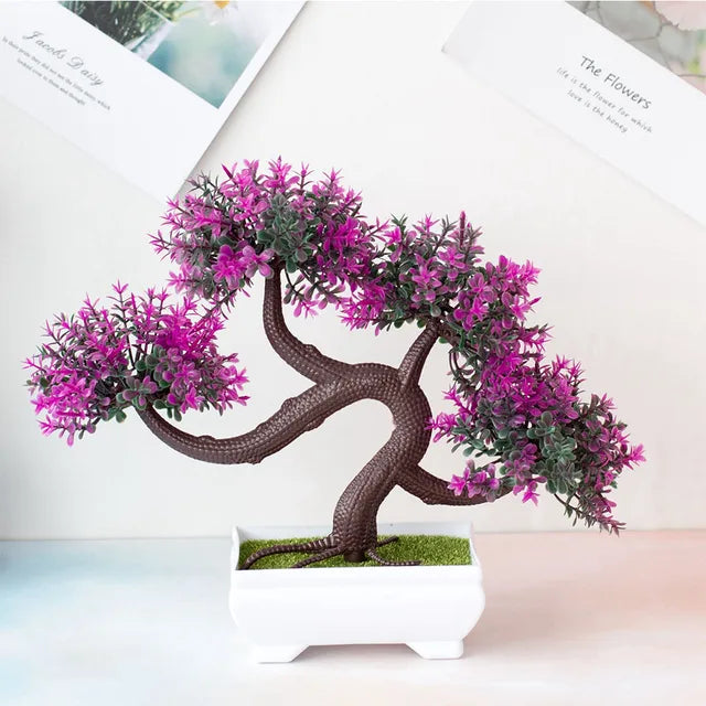 Plantas de plástico artificiais bonsai pequeno vaso de árvore planta falsa vaso de flores arranjo de jardim ornamentos quarto decoração de mesa de casa