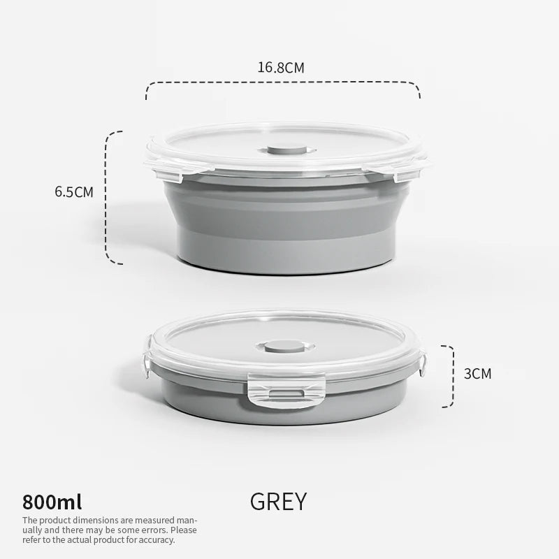 Collapsible Food Storage Containers Silicone Lunch Box with Lid Food Bowls Kitchen Stackable Lunch Box for Pantry Freezer Safe