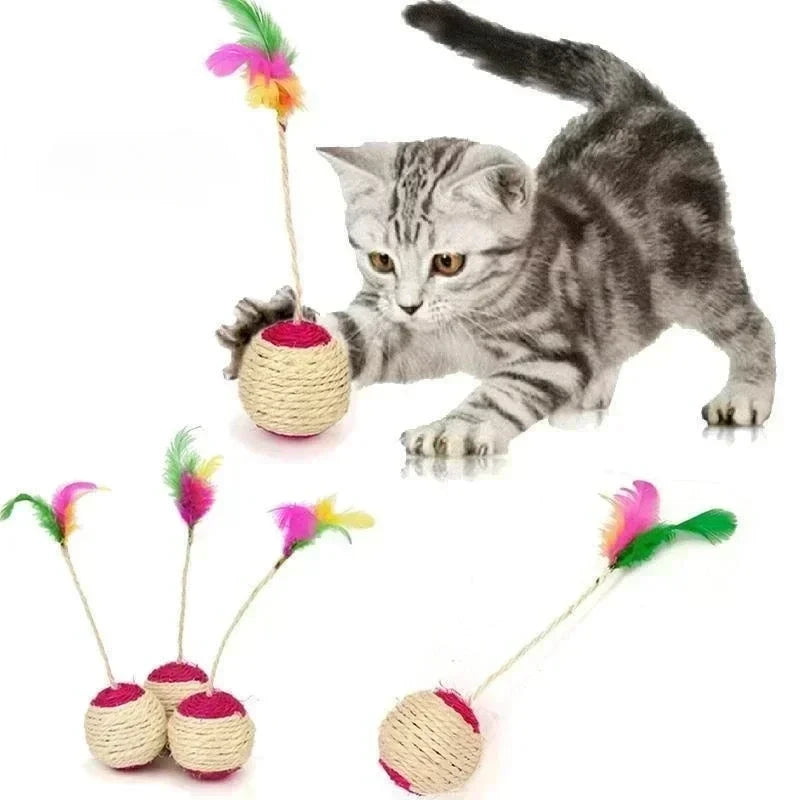 1 pieza de juguetes para mascotas, pelota rascadora de sisal, juguete interactivo de entrenamiento para gatitos, suministros para mascotas, juguete de plumas, juguetes interactivos para gatos.