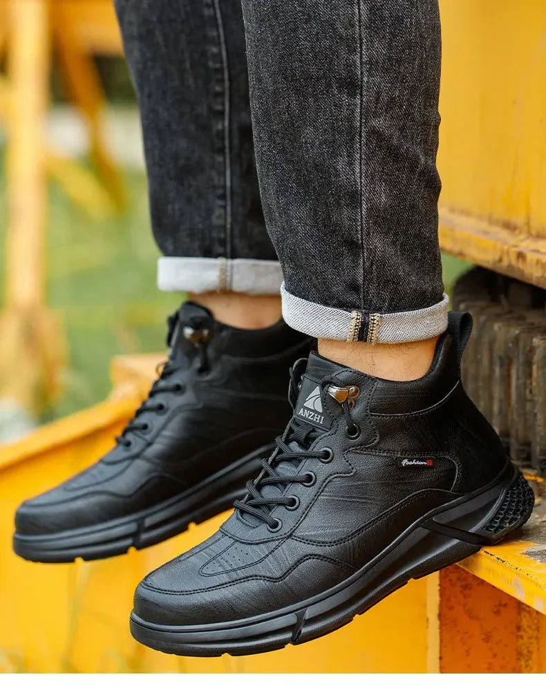 waterproof safety sneaker for men winter anti-slip boots man construction indestructible black work boots steel nose work shoes