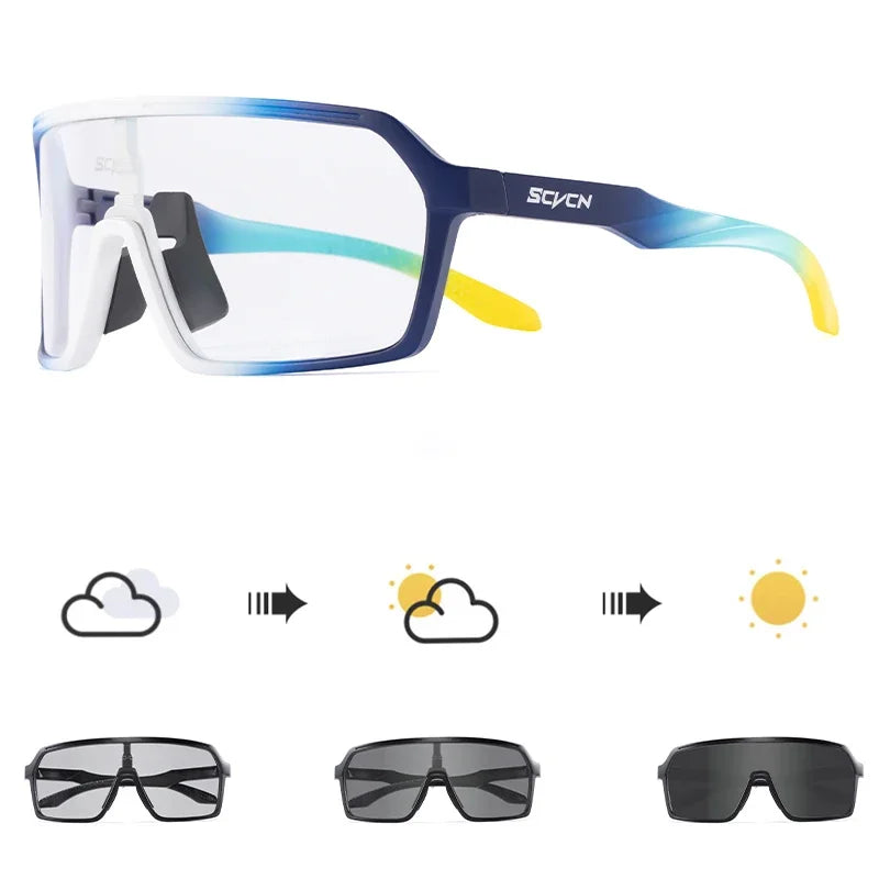 SCVCN Photochromic Sunglasses for Men Fashion Outdoor Sports Bicycle Cycling Glasses Woman Riding Goggles Eyewear Accessories