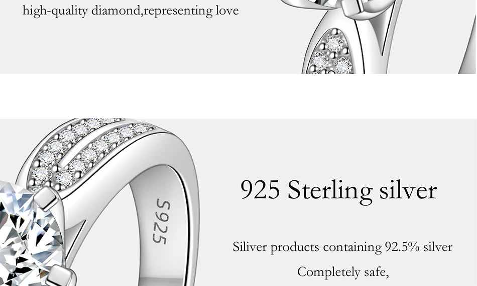 PERFANY 0.5-2CT Moissanite Ring for Women S925 Pure Silver Laboratory GRA Certified Diamond Wedding Luxury Jewelry