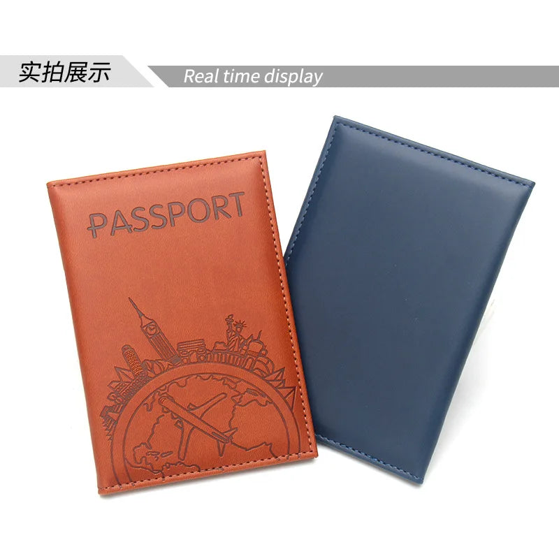 Global Flight Printed Passport Holder Leather Passport Covers Lightweight Airplane Passport Case Id Holder Plane Ticket Holder