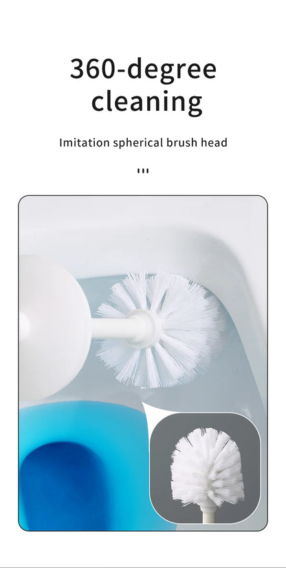 WORTHBUY Cepillo de inodoro de plástico con base de pie, mango largo, cepillo de limpieza para inodoro, accesorios de baño, herramientas de limpieza