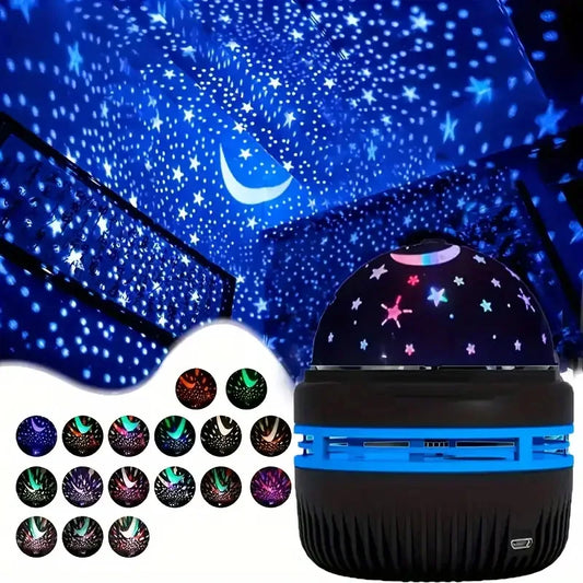 Projetor LED Colorido de Céu Estrelado e Galáxia – Luz Mágica com Lua e Estrelas – Luminária de Atmosfera para Quarto e Decoração da Casa