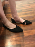 Women Flats Pink Black Pure Color Plus Small Size 33 34 Large 41 42 43 44 Suede Leather Pointed Toe Office Lady Flat Heel Shoes