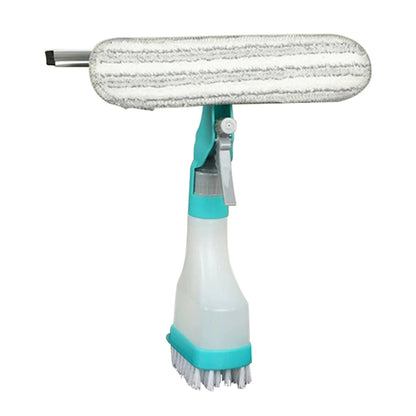 Limpiador de ventanas multifunción, limpiador de jabón, escobilla de goma, cepillo de limpieza de paredes de baño con cabezal de esponja, botella rociadora