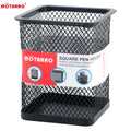 MOTARRO 1Pcs Pencil Holder Office Desk Metal Mesh Square Round Pen Pot Cup Case Container Organiser Durable Pencil Case
