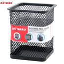 MOTARRO 1Pcs Pencil Holder Office Desk Metal Mesh Square Round Pen Pot Cup Case Container Organiser Durable Pencil Case
