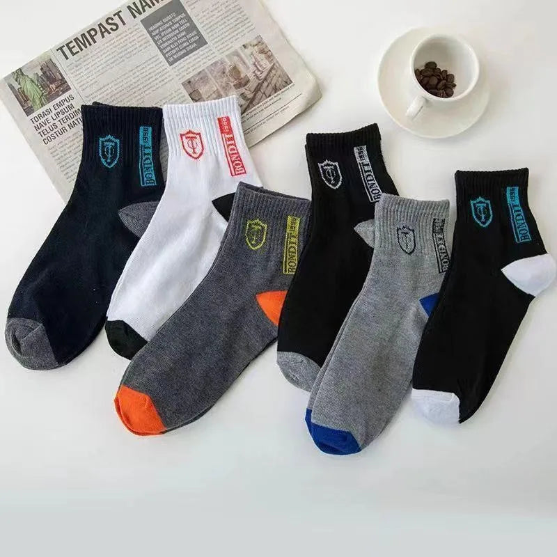 10 pairs Breathable Men's Basketball Crew Socks for Spring and Fall Sweat Absorption Deodorant Sports Stockings