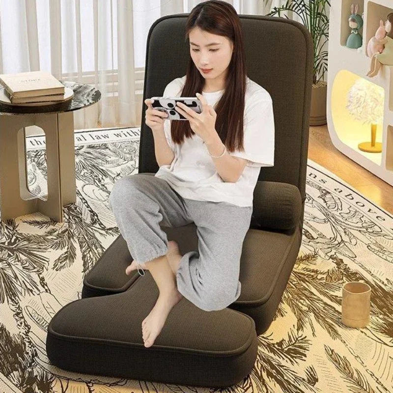 4in1 Adjustable Chaise Lounge Sofa, Floor Lazy Sofa Bed, 15-Position Folding Padded Lounger Bed with Pillow Chaise Couch