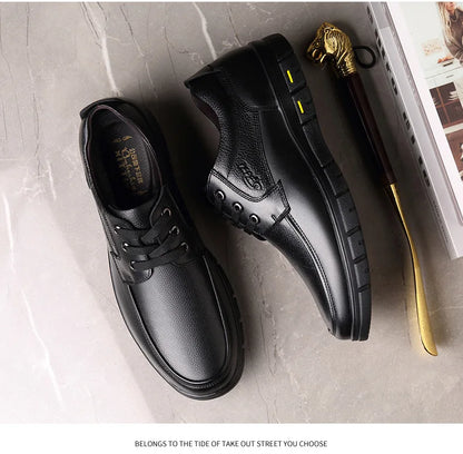 Hot Sale Men Genuine Leather Casual Shoes Soft Sole Lace-up Luxury Brand Middle-aged Old Man Dad Lightweight Loafers Shoes