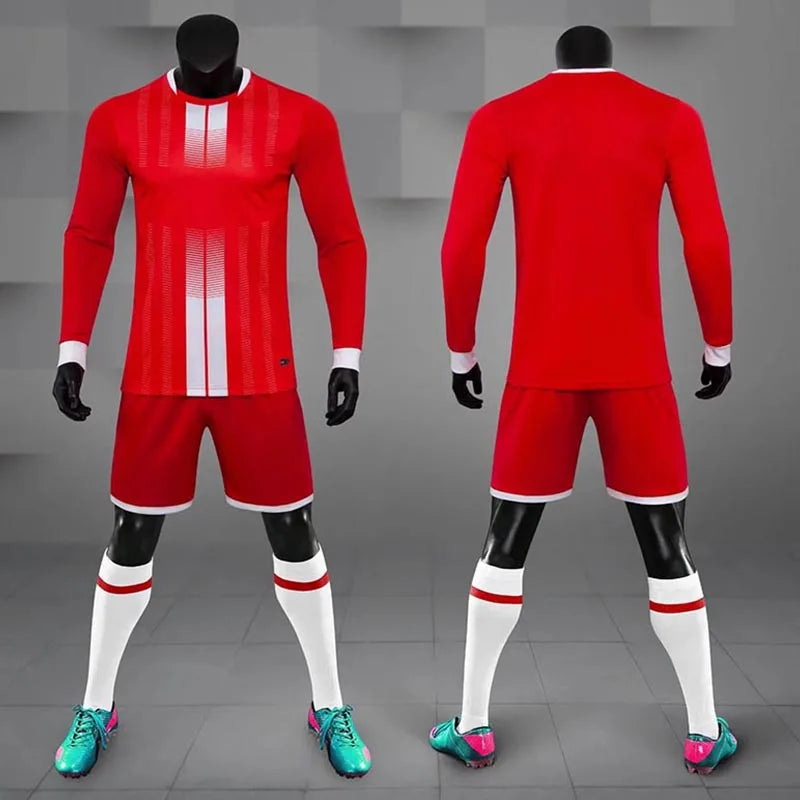 Adult Kid Soccer Jersey Customize Long Sleeved Football Uniform Shirt Futsal Sportswear Training Tracksuit Sports Clothes Outfit
