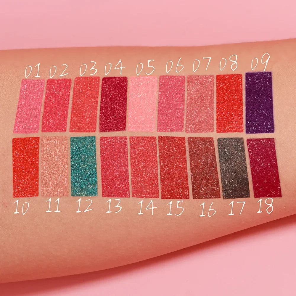 Lápiz labial líquido mate con brillo, resistente al agua, brillo de labios con efecto diamante, de larga duración, brillo de labios perlado, tinte labial para mujer, maquillaje cosmético, nuevo. 