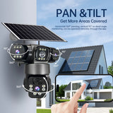 12MP 6K 3 Lens 3 Screen 4G Outdoor Solar Camera Wireless WiFi IP Cameras PIR Auto Tracking Solar Security CCTV Surveillance Cam