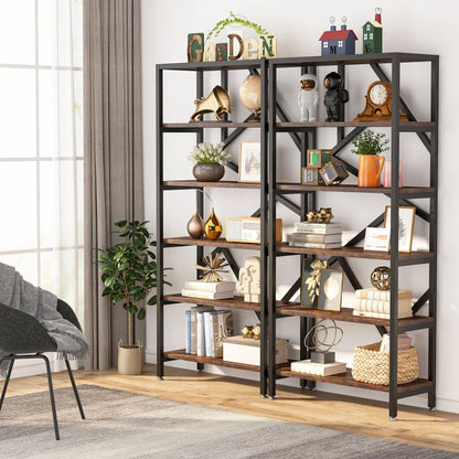 Tribesigns Bookshelf Storage Rack Standing Shelf 5 Tier Industrial Sturdy Bookshelf with Iron Pipe Frame