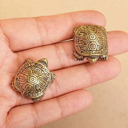 1Pc Antique Solid Brass Turtle Ornaments Longevity Animal Sculpture Home Office Desk Decorative Simulation Ornament