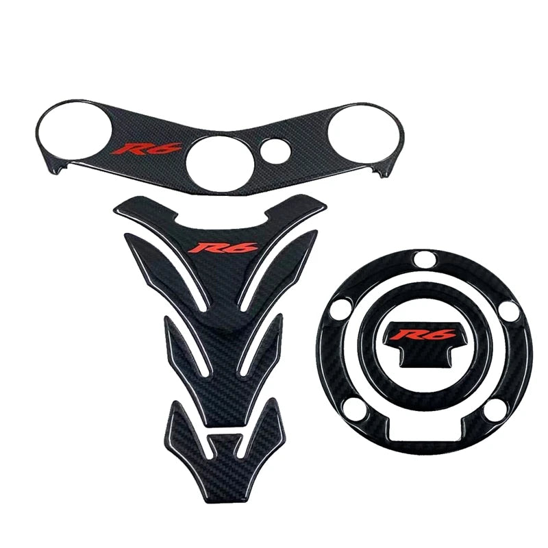 R6 Sticker 3D Carbon Look Motorcycle Tank Pad Protector Stickers Case for Yamaha YZF600 YZF-R6 R6S Tankpad Decals