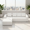 Cloud-shaped corner sofa with L-shaped chaise lounge, suitable for living room and bedroom, no assembly required.