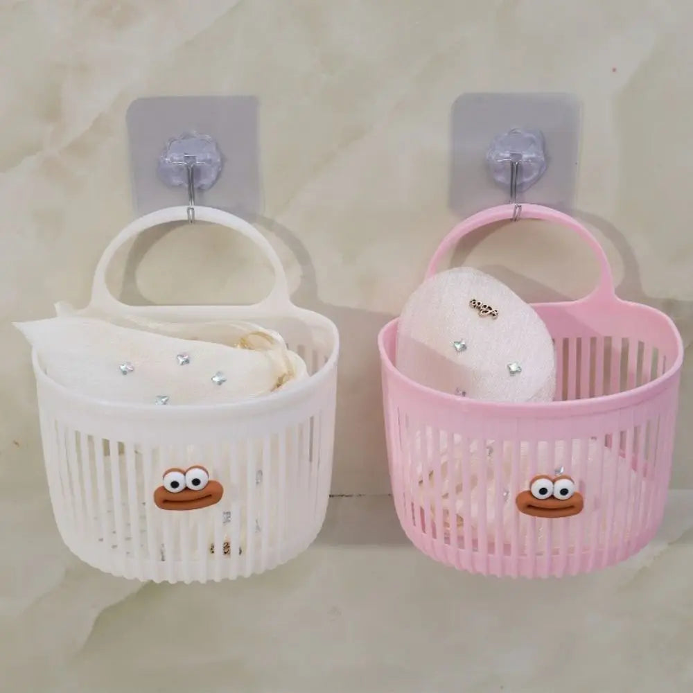 Cute Reusable Kitchen Hanging Baskets Wall-mounted Cartoon Storage Basket Space-Saving Sausage Mouth Organizer