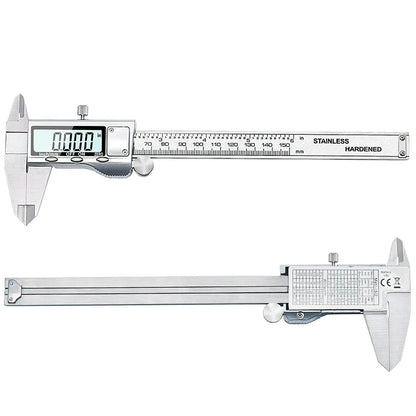 Calibrador Vernier digital electrónico de acero inoxidable de 6 pulgadas y 150 mm, micrómetro de metal, gran oferta.