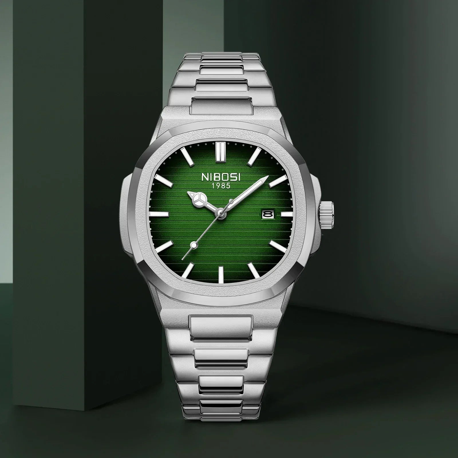 NIBOSI Brand Mens Watches Quartz Movement Watch Luxury Stainless Steel Calendar Waterproof Sport Simple Wristwatches for Man