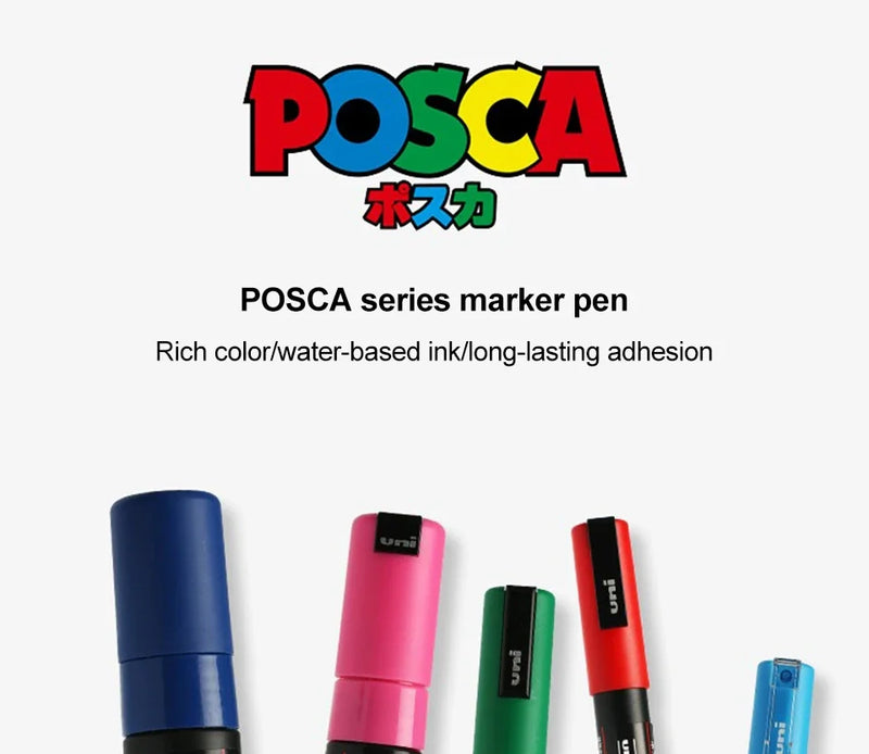 16pcs Japan UNI POSCA Markers Set Acrylic Graffiti Drawing Permanent Waterproof Children's Drawing PC-3M/1M/5M Art Supplies