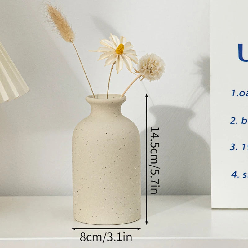 Ceramic Flower Vase Retro Table Decorative Vase Dried Flower Arrangement Pot Home Wedding Gifts Aesthetic Vase Desktop Ornament