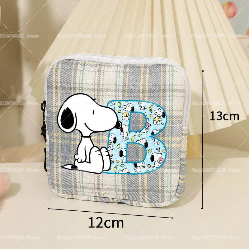 Snoopys Storage Bag Women Large-capacity Lipstick Sanitary Napkin Storage Bag Cute Anime Travel Portable Simple Girls Coin Purse