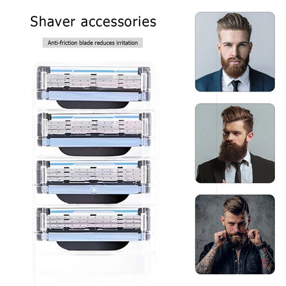 Repuesto de afeitadora de 3 capas, cuchilla de acero inoxidable, cabezal de corte afilado, cuchillas de repuesto, cuchillas de afeitar manuales resistentes al desgaste para hombres
