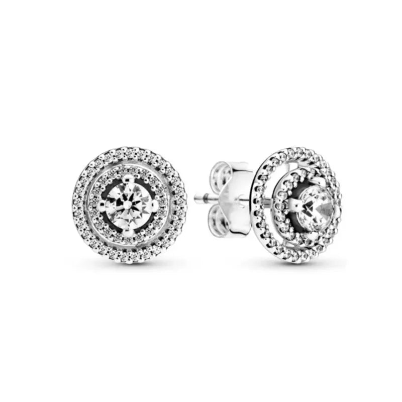 2024 New 925 Silver Plated Double Hoop Earrings For Women Butterfly Sun Moon Heart DIY Accessories 