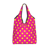Custom Recycling Classic Black And White Polka Dot Shopping Bag Women Tote Bag Portable Grocery Shopper Bags